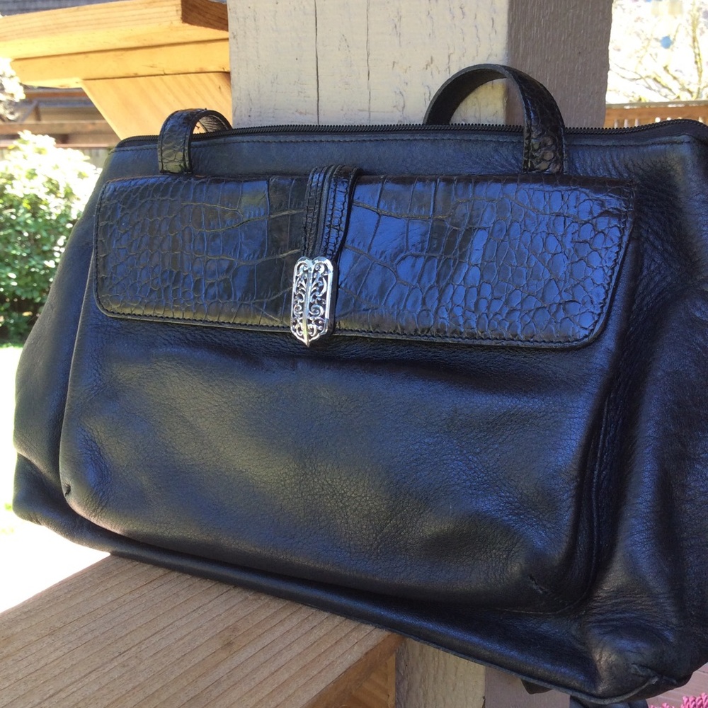 Brighton satchel handbag black floral lining